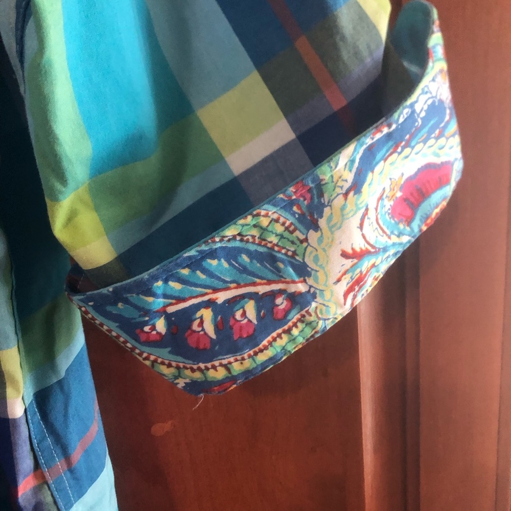 Chaps Turquoise Plaid Blouse Size 3X - Picture 2 of 6
